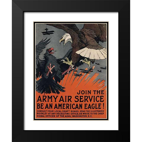 Join the Army Air Service, Be an American Eagle, ca. 1917 Black Modern Wood Framed Art Print with Double Matting by Bull, Charles Livingston