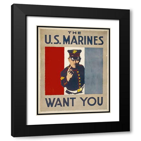 The U.S. Marines Want You, 1914/1918 Black Modern Wood Framed Art Print with Double Matting by Falls, Charles Buckles