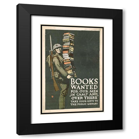 Books Wanted for our Men in Camp and Over There, 1918/1923 Black Modern Wood Framed Art Print with Double Matting by Falls, Charles Buckles