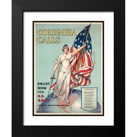 Columbia Calls--Enlist Now for U.S. Army, ca. 1916 Black Modern Wood Framed Art Print with Double Matting by Halsted, Frances Adams