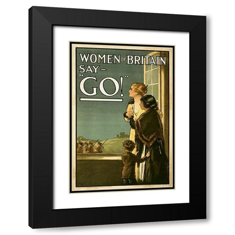 Women of Britain say - Go! Black Modern Wood Framed Art Print with Double Matting by Kealey, E.P