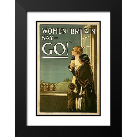 Women of Britain say - Go! Black Modern Wood Framed Art Print with Double Matting by Kealey, E.P