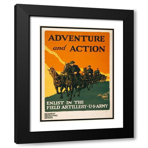 Enlist in the Field Artillery, U.S. Army, 1919 Black Modern Wood Framed Art Print with Double Matting by Mueller, Harry