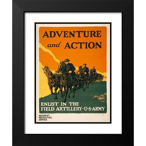 Enlist in the Field Artillery, U.S. Army, 1919 Black Modern Wood Framed Art Print with Double Matting by Mueller, Harry
