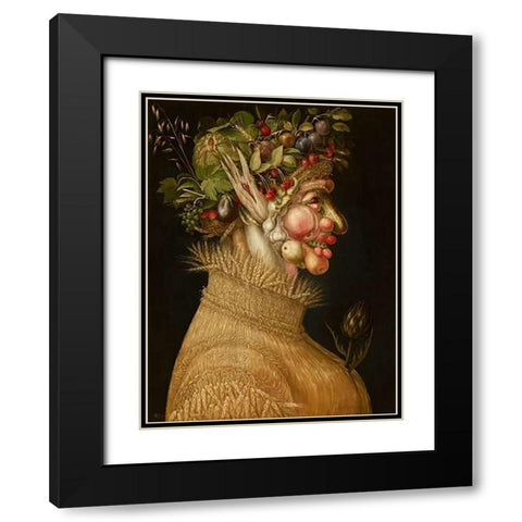 Summer Black Modern Wood Framed Art Print with Double Matting by Arcimboldo, Giuseppe