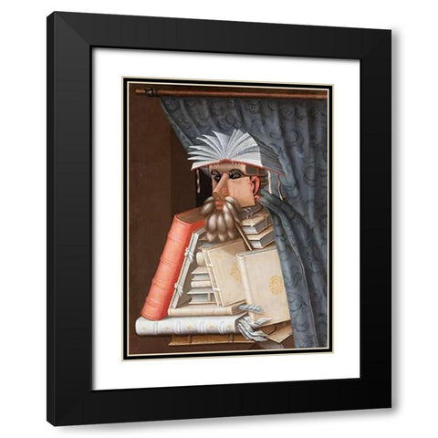 The Librarian Black Modern Wood Framed Art Print with Double Matting by Arcimboldo, Giuseppe