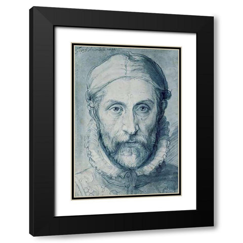 Self Portrait Black Modern Wood Framed Art Print with Double Matting by Arcimboldo, Giuseppe