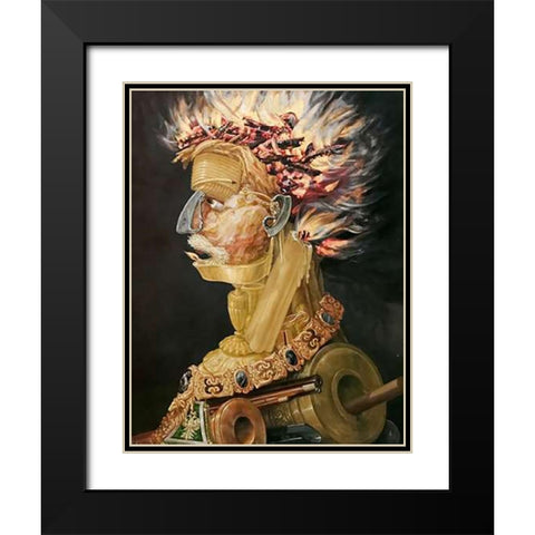 Fire Black Modern Wood Framed Art Print with Double Matting by Arcimboldo, Giuseppe