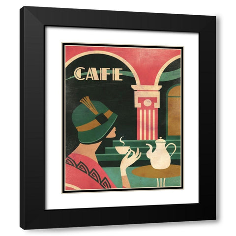 Art Deco Cafe Black Modern Wood Framed Art Print with Double Matting by Wickstrom, Martin