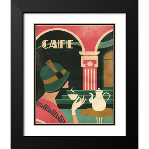 Art Deco Cafe Black Modern Wood Framed Art Print with Double Matting by Wickstrom, Martin