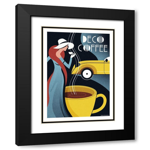 Deco Coffee Black Modern Wood Framed Art Print with Double Matting by Wickstrom, Martin