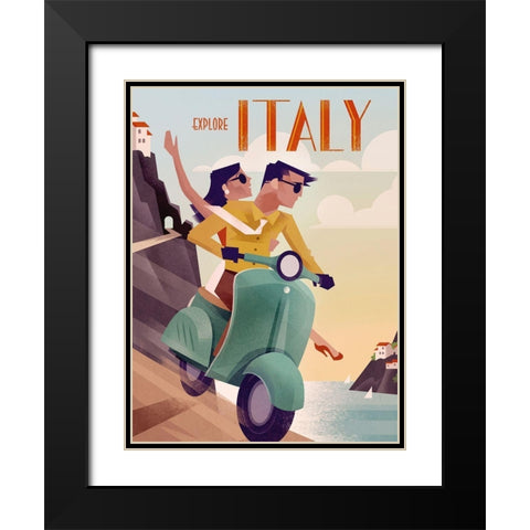 Explore Italy Black Modern Wood Framed Art Print with Double Matting by Wickstrom, Martin