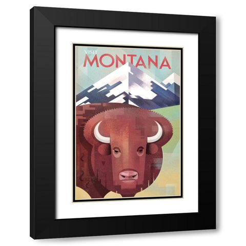 Visit Montana Black Modern Wood Framed Art Print with Double Matting by Wickstrom, Martin