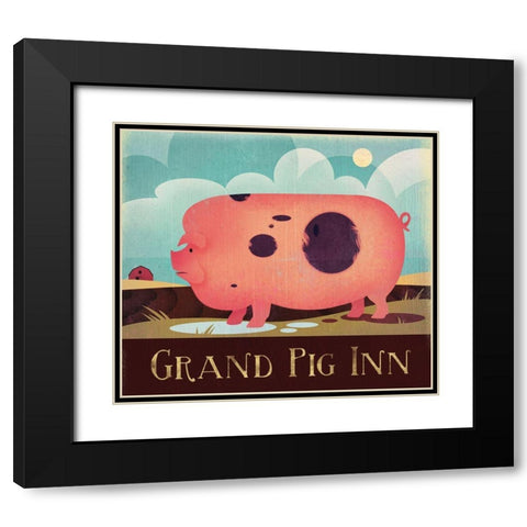 Grand Pig Inn Black Modern Wood Framed Art Print with Double Matting by Wickstrom, Martin