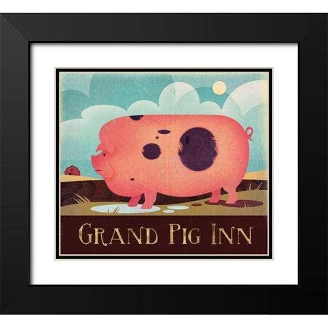 Grand Pig Inn Black Modern Wood Framed Art Print with Double Matting by Wickstrom, Martin
