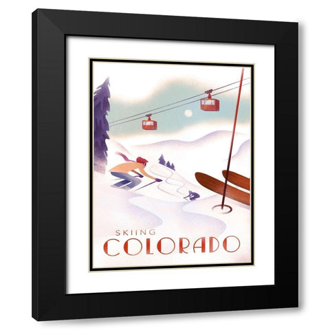 Skiing Colorado Black Modern Wood Framed Art Print with Double Matting by Wickstrom, Martin