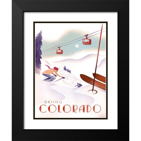 Skiing Colorado Black Modern Wood Framed Art Print with Double Matting by Wickstrom, Martin