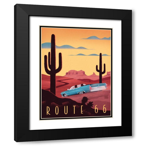 Route 66 Black Modern Wood Framed Art Print with Double Matting by Wickstrom, Martin