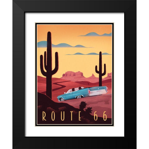 Route 66 Black Modern Wood Framed Art Print with Double Matting by Wickstrom, Martin
