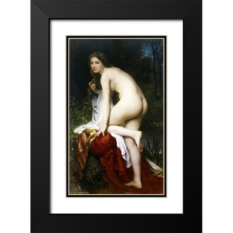 Baigneuse Black Modern Wood Framed Art Print with Double Matting by Bouguereau, William-Adolphe