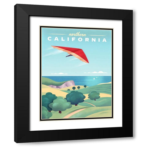 Northern California - Hang Gliding Black Modern Wood Framed Art Print with Double Matting by Wickstrom, Martin