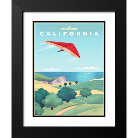 Northern California - Hang Gliding Black Modern Wood Framed Art Print with Double Matting by Wickstrom, Martin