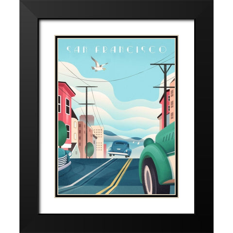 San Francisco - Streets Black Modern Wood Framed Art Print with Double Matting by Wickstrom, Martin