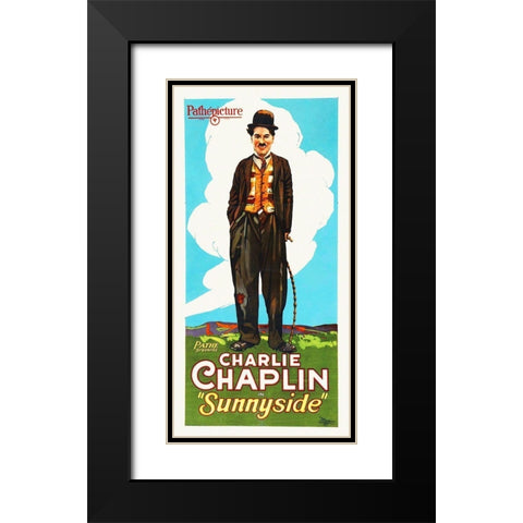 Charlie Chaplin, Sunnyside Black Modern Wood Framed Art Print with Double Matting by Hollywood Photo Archive