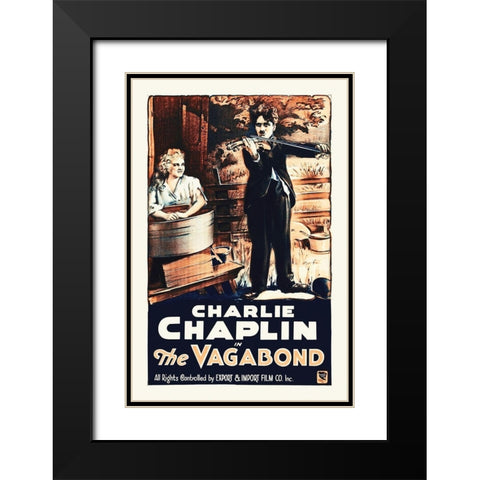 Charlie Chaplin, The Vagabond, 1916 Black Modern Wood Framed Art Print with Double Matting by Hollywood Photo Archive