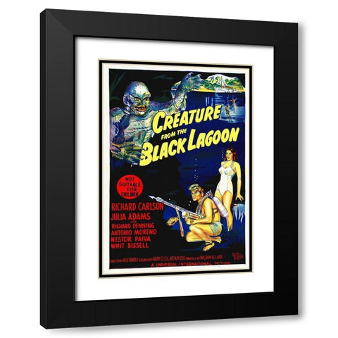 Creature From the Black Lagoon Black Modern Wood Framed Art Print with Double Matting by Hollywood Photo Archive