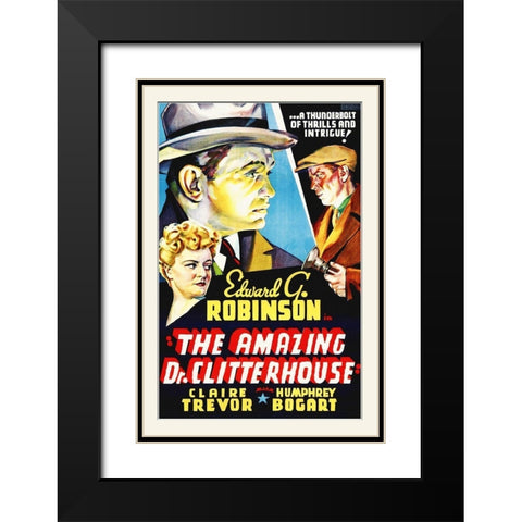 Edward G Robinson Black Modern Wood Framed Art Print with Double Matting by Hollywood Photo Archive