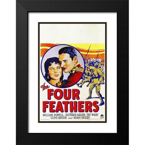 Four Feathers Black Modern Wood Framed Art Print with Double Matting by Hollywood Photo Archive