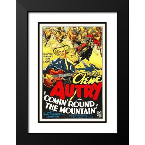 Gene Autry Black Modern Wood Framed Art Print with Double Matting by Hollywood Photo Archive