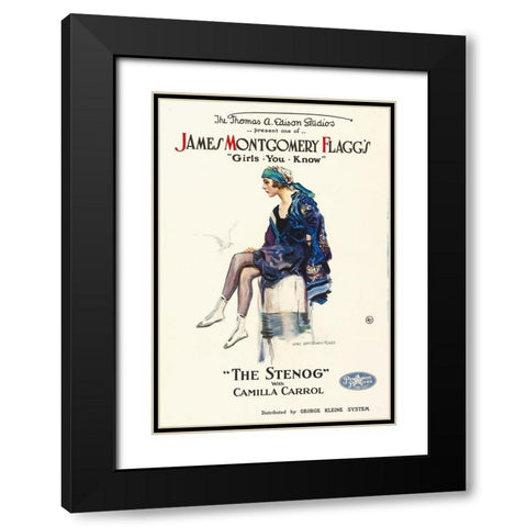 The Stenog, 1918 Black Modern Wood Framed Art Print with Double Matting by Hollywood Photo Archive
