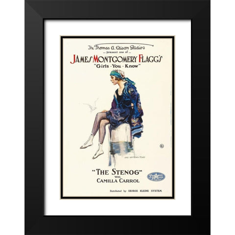 The Stenog, 1918 Black Modern Wood Framed Art Print with Double Matting by Hollywood Photo Archive