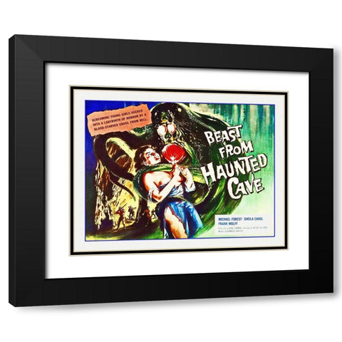 Beast From Haunted Cave Black Modern Wood Framed Art Print with Double Matting by Hollywood Photo Archive