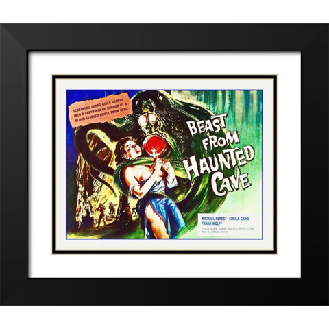 Beast From Haunted Cave Black Modern Wood Framed Art Print with Double Matting by Hollywood Photo Archive