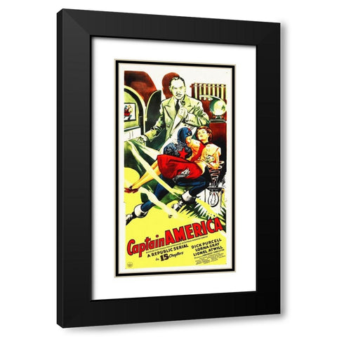 Captain America - A Republic Serial Black Modern Wood Framed Art Print with Double Matting by Hollywood Photo Archive