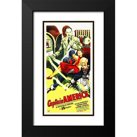 Captain America - A Republic Serial Black Modern Wood Framed Art Print with Double Matting by Hollywood Photo Archive