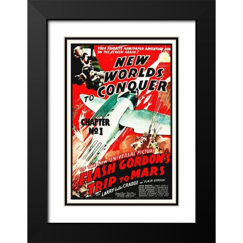 Flash Gordons Trip to Mars - New Worlds to Conquer Black Modern Wood Framed Art Print with Double Matting by Hollywood Photo Archive