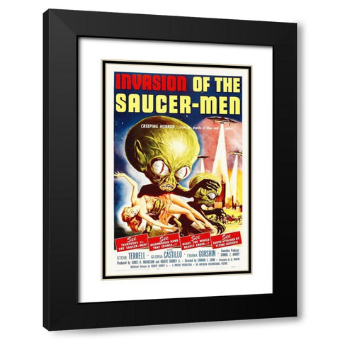 Invasion Of The Saucer Men Black Modern Wood Framed Art Print with Double Matting by Hollywood Photo Archive