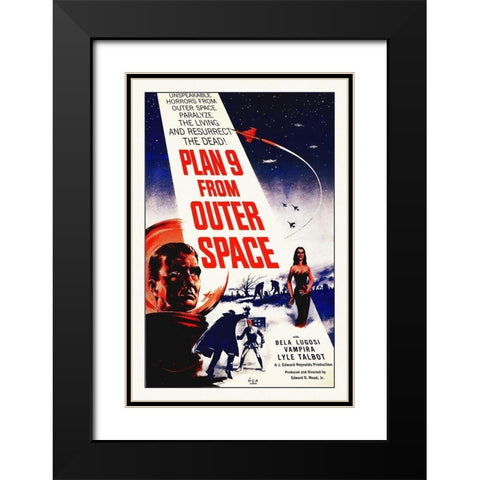 Plan Nine From Outer Space Black Modern Wood Framed Art Print with Double Matting by Hollywood Photo Archive
