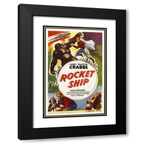 Rocket Ship with Buster Crabbe Black Modern Wood Framed Art Print with Double Matting by Hollywood Photo Archive