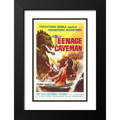 Teenage Caveman Black Modern Wood Framed Art Print with Double Matting by Hollywood Photo Archive