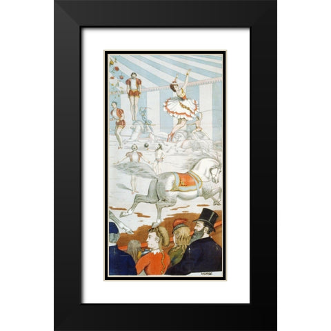 Acrobats On Horseback - 1870 Black Modern Wood Framed Art Print with Double Matting by Hollywood Photo Archive