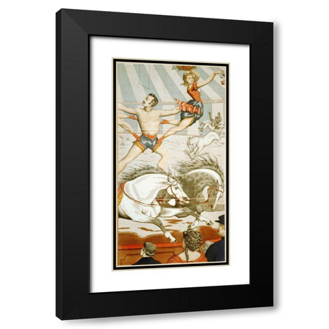 Acrobats On Horseback 2 - 1870 Black Modern Wood Framed Art Print with Double Matting by Hollywood Photo Archive