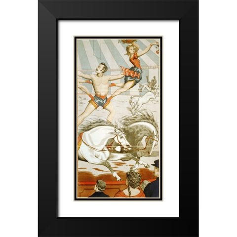 Acrobats On Horseback 2 - 1870 Black Modern Wood Framed Art Print with Double Matting by Hollywood Photo Archive