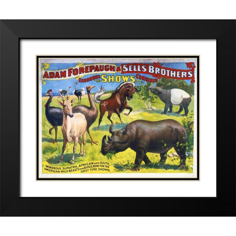 Adam Forepaugh and Sells Brothers Enormous Shows Combined - Wondrous Sumatra, African And South-Amer Black Modern Wood Framed Art Print with Double Matting by Hollywood Photo Archive