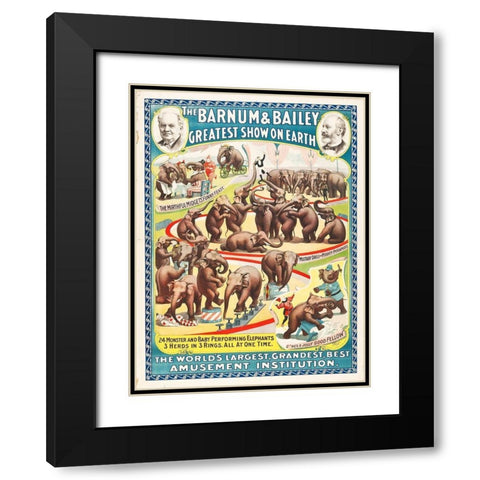 Circus 1896 Black Modern Wood Framed Art Print with Double Matting by Hollywood Photo Archive