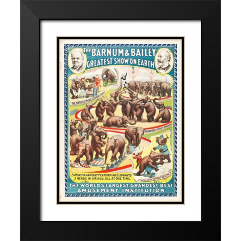 Circus 1896 Black Modern Wood Framed Art Print with Double Matting by Hollywood Photo Archive